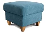 Cavadore Hocker Finja / Polsterhocker im Landhausstil / Fußbank für's Wohnzimmer passend zum Sessel Finja / 59 x 47 x 59 / Webstoff Hellb