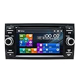 SWTNVIN Autoradio Stereo GPS Navi Fits für Ford Focus Mondeo C-Max Fusion Connect Transit Kuga Galaxy In Dash 7 Zoll 2 DIN Haupteinheit unterstützt USB SD FM RDS Bluetooth SWC DVD Player (schwarz06)