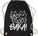 Shirtracer Anime Merch Manga Deko - Baka! mit Katzen - weiß - Unisize - Schwarz - anime merch - WM110 - Turnbeutel und Stoffbeutel aus Baumw