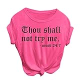 Styledress Damen T-Shirt Shirt Rundhals Kurzarm Oberteile Hemd Tops Bluse Sommer Oberteile Oben Hemd Brief Drucken Oberteile Tee Top