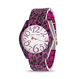 BETSEY JOHNSON Glossy Pink Black Leopard Print Womens Watch BJW015M1