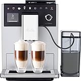 Melitta Latte Select Kaffeevollautomat mit Milchsystem, flüsterleisem Mahlwerk, Touch-Funktion, 12 Kaffeerspezialitäten und 2 Bohnenbehältern, F 630-201, silb