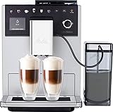 Melitta Latte Select Kaffeevollautomat mit Milchsystem, flüsterleisem Mahlwerk, Touch-Funktion, 12 Kaffeerspezialitäten und 2 Bohnenbehältern, F 630-201, silb