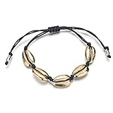 XALIUFENG Handgemachte Sea Shell Charm Armbänder für Frauen Böhmischen Strand Cowrie Seashell Puka String Seilketten (Color : Silber, Size : Kostenlos)