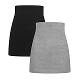 Herzmutter langes Bauchband-Tube - Rückenwärmer-Nierenwärmer - 2er-Set - Baumwolle - Umstands-Schwangerschafts-Bauchbänder-Shirtverlängerung - Schwarz-Weiß-Grau - 6350 (Schwarz/Grau, M)