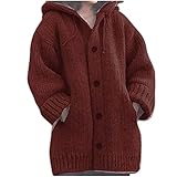 Damen Kapuzenpullover Frauen Kapuzenjacke Wintermantel Dicken Warme Mantel Winter Tasche Knopf Hoodie Strickpullover Oberbekleidung