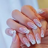 iKasus Falsche Nägel,24 Stück 12 Verschiedene Größen Natürliche Französische Künstliche Fingernägel False Nail Tips Acryl Künstliche Gefälschte Falsche Nägel Kunst Tipps für Nagel DIY