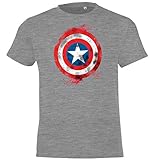 Kinder Jungen Mädchen T-Shirt Modell Vintage Captain - Grau 142/152 (12 Jahre)