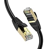 CAT8 Ethernet-Kabel, 40 Gbit/s, 2000 MHz, Gigabit, SFTP, LAN, Netzwerkkabel, Internetkabel, RJ45, Hochgeschwindigkeits-Patchkabel mit vergoldetem Stecker für Switch, Router, PC (2 m, 2 Stück) Schw