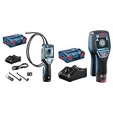 Bosch Professional 12V System Inspektionskamera GIC 120 C (1x Akku 12V + Ladegerät, Kabellänge: 120cm, Display: 3,5’’, 4x AA-Batterie, L-BOXX) & 12V System Ortungsgerät D-tect 120 (1 Akku 12V, L-Boxx)