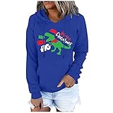 Damen Hoodies Farbblock Sweatshirt Casual Kapuzenpullover Langarm Shirts Oberteil Hoodie Frauen Weihnachten Elch Volksbrauch Druck Bluse Tunika Weihnachtspulli Rentier Xmas Oversize Weihnachtsp