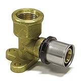 1 Stück Press-Wandwinkel 20 x 2 - 1/2' - 52 mm, DVGW zertifiziert, Pressfittings, Wandscheib