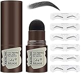 Augenbrauenstempel wasserdicht,Augenbrauen Stempel,1-Schritt-Augenbrauen-Styling-Set mit 6 wiederverwendbaren Augenbrauen-Schablonen-Kit,Hairline Shadow Powder Stick für Frauen Make-up (Schwarz)