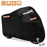 opamoo Motorrad Abdeckplane Wasserdicht 190T Motorradabdeckung mit Schlosslöcher Outdoor Motorradgarage mit 3 Reflexionsstreifen Motorradplane vor UV Regen Schnee Staub -245x105x125