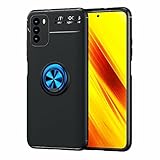 Hülle Kompatibel Oppo Find X2 Pro Ring Hülle| Magnetische 360°Ring Halterung | TPU Hülle Schutz Schlanke | Stoßfeste Robuste Rückseite | Drehbarer Ständer fürs Auto|Schwarz+B