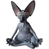 RUSTOO Sphynx Katze meditieren Statue, Zen Buddha Sammlerfiguren Miniatur handgemachte kleine Dekor, meditierende denkende Katze, lustige Zen Yoga Katze Garten Outdoor Skulptur Dek