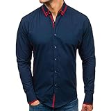 Schlankes Langarmhemd Mode Einfarbig Einfache Herren Große Größe Business Hemd Slim Fit Casual Formal Button Up Kontrastierendes Baumwollhemd Hemden Business Regular Fit Hochzeit Arbeit Büg