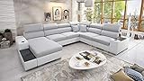 all4all Wohnlandschaft U-Form Ecksofa mit Schlaffunktion und Bettkasten Piano verstellbare Kopfstützen Big Sofa XXL Grau Schwarz Lila Blau Links Rechts 26 (Links, LUXO 6601 + EKJ 1)