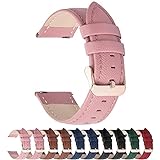 Fullmosa Uhrenarmband, Cross Serie Echtes Lederarmband Ersatzband Smart Watch Armband mit Edelstahl Metall Schließe 14mm Pink + Roségold S