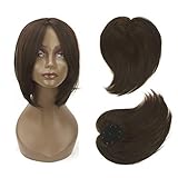 iLUU Silky Clip In Hair Topper Perücke Hitzebeständige Faser Kunsthaarverlängerung für Damen Haarkronen Topper Haar Glattes Haarteil für schütteres Haar, 60g, Schwarz/B