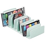 mDesign Kosmetik Organizer aus BPA-freiem Kunststoff – Schminkaufbewahrung mit 9 Steckplätzen – Aufbewahrungsbox für den Waschtisch, Schminktisch oder Schrank – mintgrü