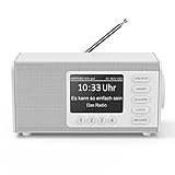 Hama DAB Radio mit DAB+/DAB und FM DR1000DE (Digitalradio mit großem Display, Küchenradio mit einfacher Bedienung dank großen Tasten, UKW, AUX, 5W, Radiowecker, Seniorenradio) weiß