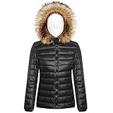 Daunenjacke Damen Winter Warm Steppjacke Gefüttert Winterjacken für Damen mit Fell Lang Sale Große Größen Günstig Wintermantal Damenmantel Parka Plüschjacke Fleecejack Plüschmantel Fannyfuny