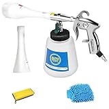 EXLECO Auto Reinigungspistole, Innenreiniger Waschpistole,6~9,2Bar Druckluft Reiniger Innenraumwaschpistole Tragbare Sprühpistole mit Schaumflasche, für Auto, Armaturenbrett, L