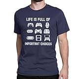 Life is Full of Important Choices Video Lustiges T-Shirt Gamer Player Tops Tees für Herren - blau - X-Groß