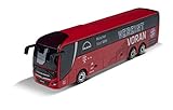 Majorette FC Bayern München Teambus – MAN Lion’s Coach L Supreme, Spielzeugbus aus Metall, offizieller Fanartikel, 13 cm lang, für Kinder ab 3 J