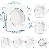 KYOTECH LED Einbaustrahler Ultra flach 27mm IP44 Schwenkbar Stufenlos dimmbar Eckig Bad Einbauleuchten 5W 400LM Wasserdicht Badeinbaustrahler Deckenspot Warmweiß 3000k Einbauspot Badezimmer 6er S