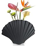 VASHDE Vase für Pampasgras - Vasen Shells Schwarz, Perfekt Vasen Deko Kleine Blumenvase Moderne Tischvase Blumen Pflanzen Tischdek
