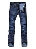 JIER Herren Straight Fit Stretch Jeans Business Freizeithosen Jeanshose Denim Hose mit Gürtel Taschen Jeanshosen Business Hosen (Blau,32,32)