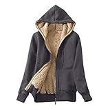 Zilosconcy Damen Windbreaker Mit Kapuzen Plüschjacke Leichte Jacke Mit Kapuzen Langarm Cardigan Wolljacke Herbstjacke Windbreaker Flanell Sweatshirt Oversized Kapuzenpullover Oversize Plus S