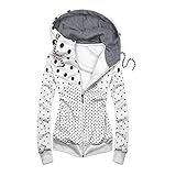 KJDWJKJRF Halloween Pullover Damen Winterjacke Mode Kapuzenpullover Windbreaker Einfarbig ÜBergangsjacke Dicker Warm Longsweatjacken Wintermantel Herbstmantel Mantel Reissverschluss ​Winterpark