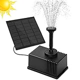 Solar Springbrunnen, omitium Solar Teichpumpe Solar Wasserpumpe Solarpumpe mit 1.5W Monokristalline Monokristalline Solar Panel Brunnen für Gartenteiche,Vogel-Bad, Fisch-B