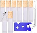 Xiumeso 8Pcs Ätherische Öle Roller Flaschen, Glas Roller Flaschen 10ml Glasflaschen Für Ätherische Öle, Nachfüllbarer Behälter Aromatherapie, Duftstoff, für Zuhause Reisen (Trichter, Öffner, Tropfer)