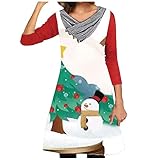 KIMODO Minikleid Weihnachtsdruck Kleid Herbstkleid Freizeitkleider Damen Langarm A-Linie Lose Rundhalsausschnitt Kleider Pulloverkleid Partykleider Winter Herbst (A-Grün, L)