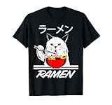 Nudeln Anime Merch Manga Lustiges Katze Japan Katzen Ramen T-S