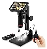 SHANG-JUN Mikroskop Tragbarer 5 Zoll LCD Digitalmikroskop mit Anpassen des Bildschirms drahtlose Fernbedienung for das Löten & Telefonreparatur 108 0p HDMI. Für Schullabor Home E