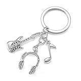 Jovivi Legierung Schlüsselanhänger mit Gitarre Kopfhörer Note Anhänger Musik Schlüsselring Keychain Musikliebhaber Geschenk