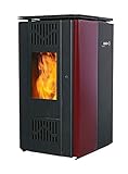Pelletofen Pelletsofen Pelletkaminofen Kaminofen Heizofen Ofen wasserführend 8,5 kW rot Bafa - Made in EU