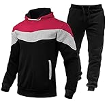 BOTCAM Gym Sportbekleidung für Herren Jogginghose Trainingsanzug Zweiteilige Farbnähte Sweatshirt mit Kapuze Sportanzug und Sporthose Outdoor Fitness Hooded Tracksuit Freizeitanzug