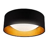 B.K.Licht I LED Stoffdeckenleuchte I 32 cm I Sternenhimmeleffekt I Schwarz Gold I 12W LED I 1.200lm I 4.000K neutralweiße Lichtfarbe I Stofflamp