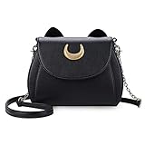 NYSYZSM Umhängetasche Für Damen Sailor Mond Damen Handtasche Schwarz Luna Katze Form Kette Schulter Tasche Pu Leder Frauen Messenger Umhäng