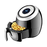 Heißluftfritteuse 5,5L Friteuse Heissluft Fritteusen Air Fryer, Digitale LED-Touch-Panel mit Temperatursteuerung und Timer, Heißluftzirkulation, 7 Voreinstellungen, ohne Öl, mit Rezep