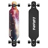 CAROMA Longboard Skateboard, 42 Zoll Drop Through Long Board Komplett 9 Lagen Ahorn Cruiser Carver für Mädchen Jungen Teens Erwachsene Anfäng