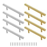 Gukasxi 8 Stück/4 Paar Goldene Silber Metall Griffe Edelstahl Hardware Griffe Bulk für Harz-Tablett Formen Gussschale, Schranktüren, Hardware mit Schrauben, 15 cm Länge, 3,3 cm B