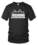 shirtloge - Freiburg - Fanblock - Meine Heimat, Mein Verein - Fussball Fan T-Shirt - Schwarz - Größe M