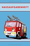 Hausaufgabenheft: Feuerwehr Grundschulen Hausaufgabenheft DIN5. Kawaii Feuerwehrauto 110 weiße Seiten mit Wochenplaner und Stundenp